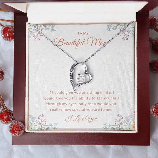 To My Beautiful Mom | I Love You - Forever Love Necklace